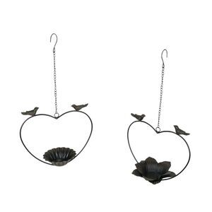 Set of 2 Rustic Metal Bird Hanging Planter Succulent Flower Basket Home Decor